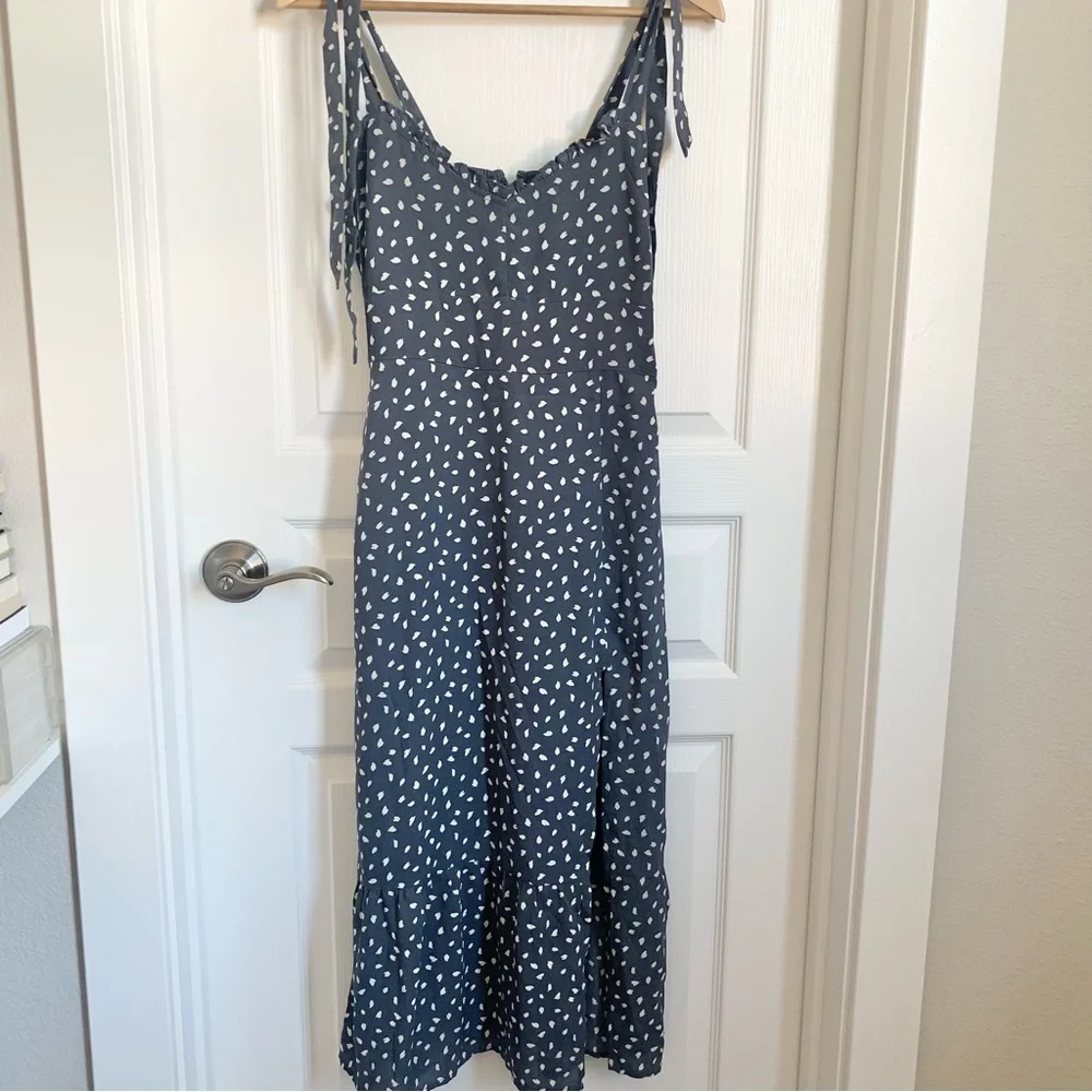 Abercrombie & Fitch Navy Polka-Spot Tie-Strap Maxi Dress